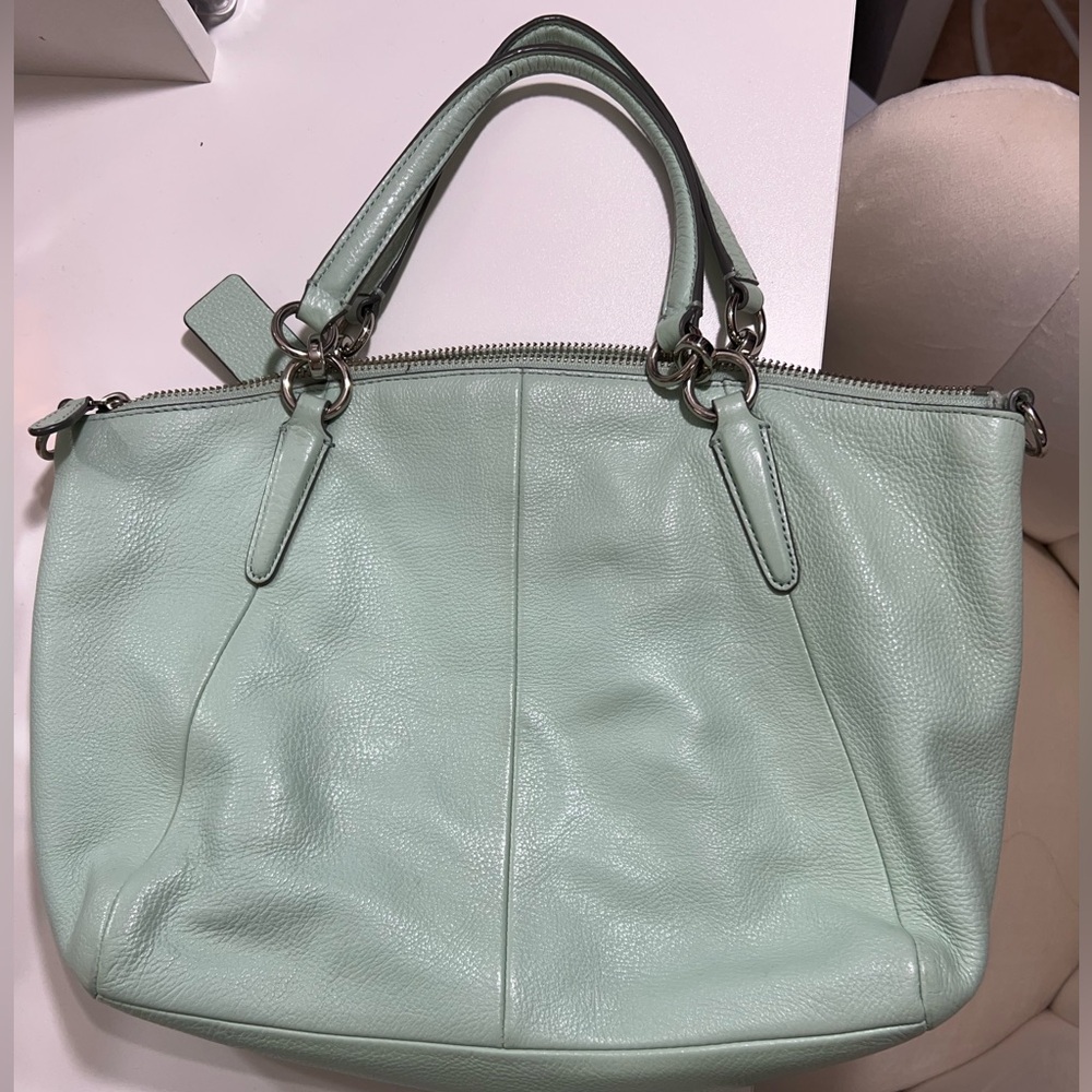 Coach Aqua Blue Leather F28993 Kelsey Satchel Handbag - Picture 2 of 5